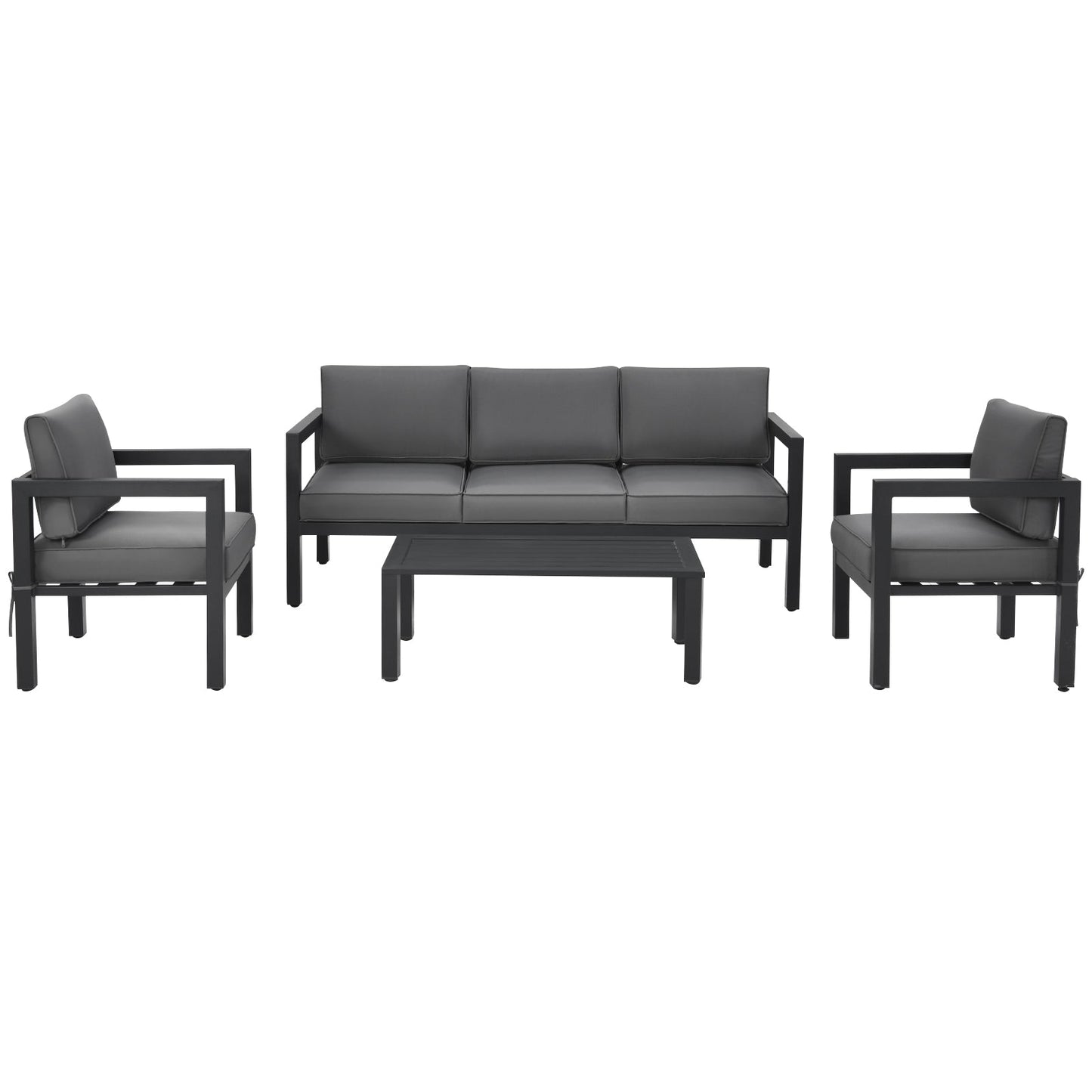 Juego de muebles de exterior de 4 piezas para patio trasero y piscina - Gris