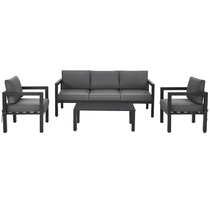 Juego de muebles de exterior de 4 piezas para patio trasero y piscina - Gris