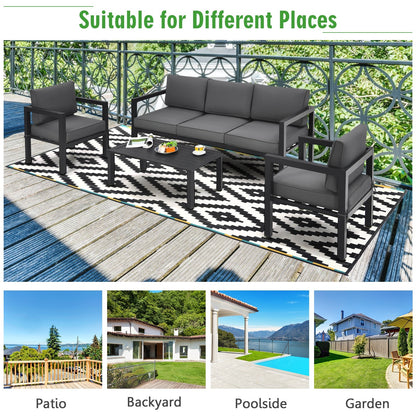 Juego de muebles de exterior de 4 piezas para patio trasero y piscina - Gris
