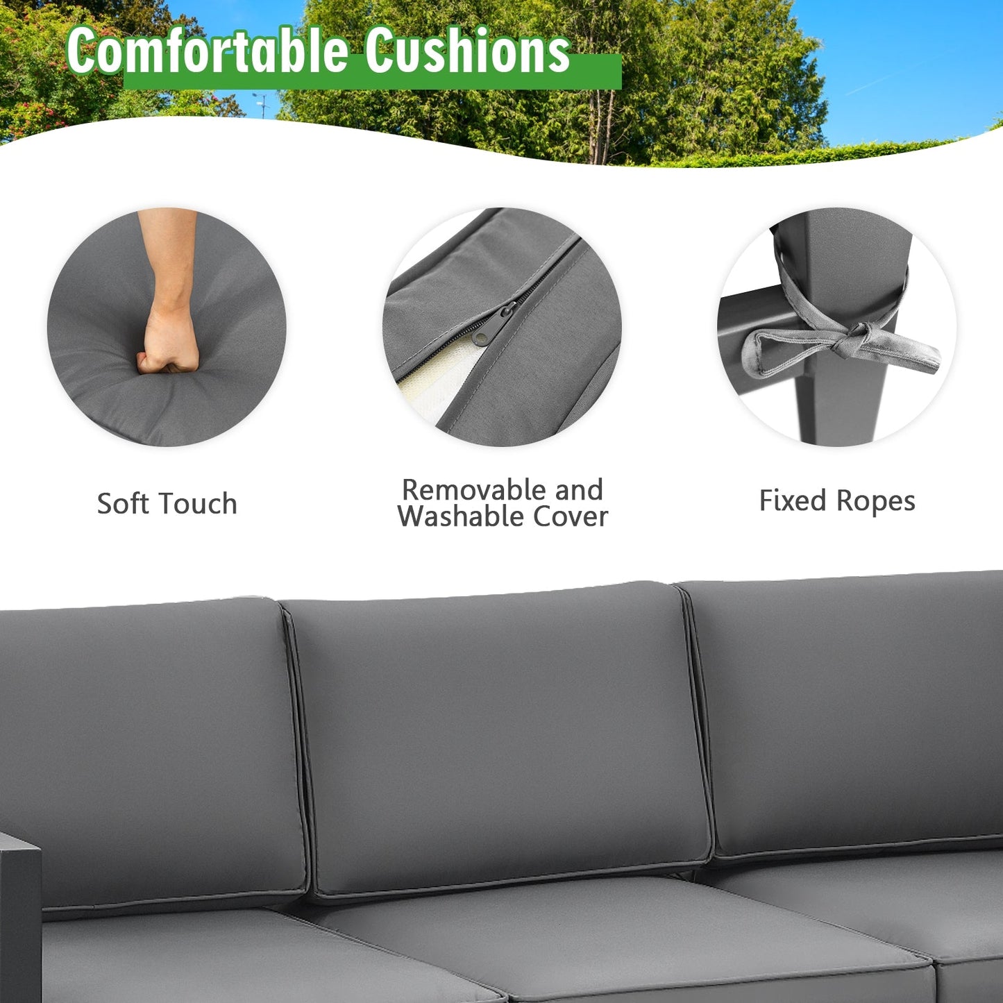 Juego de muebles de exterior de 4 piezas para patio trasero y piscina - Gris