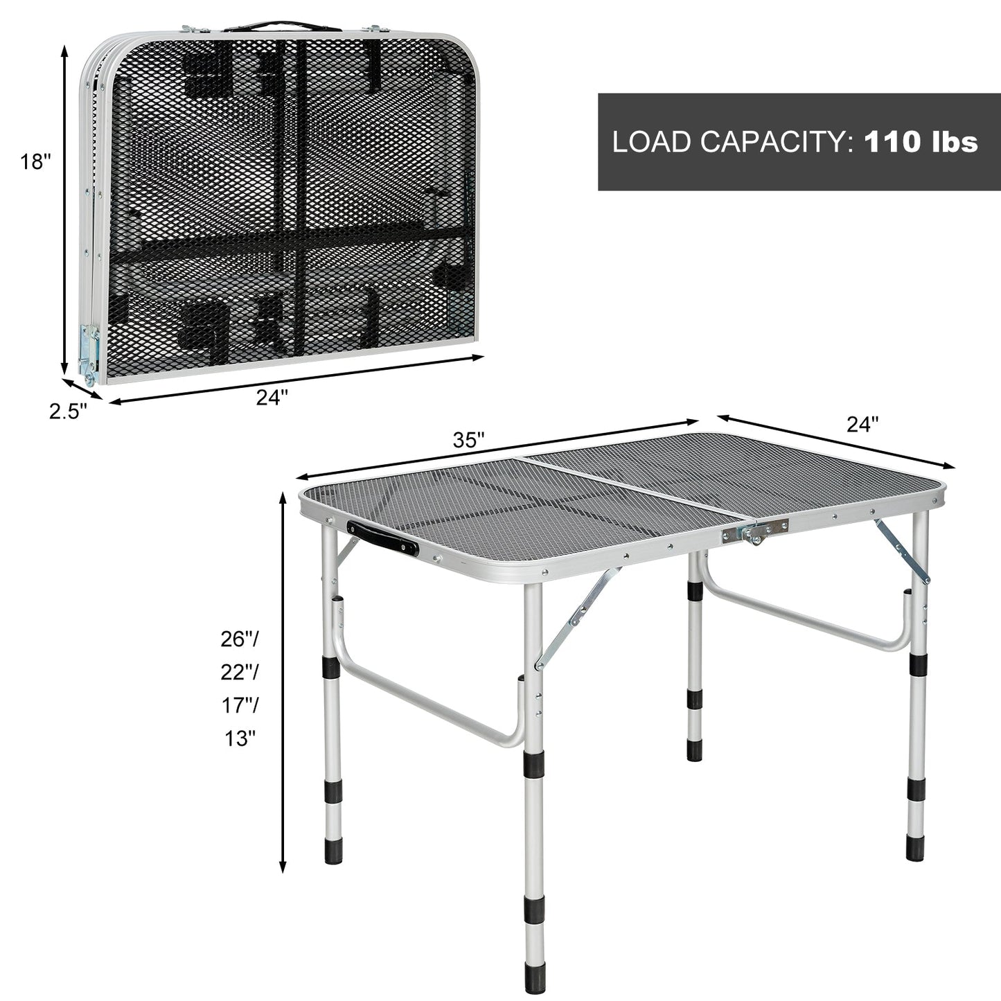 Mesa Parrillera de Aluminio con Tapa de Malla de Hierro - Plateada