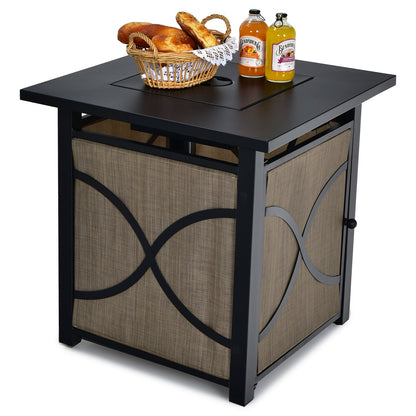 Mesa fogonera de propano de 25 pulgadas y 40000 BTU con tapa y cristal refractario