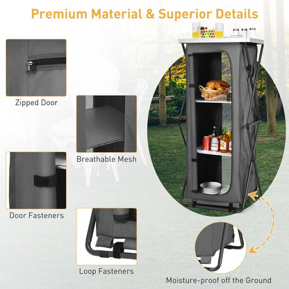 GemGear folding camping storage cabinet with 3-shelf, carry bag, zipper door, mesh on Tampa Home & Garden Store