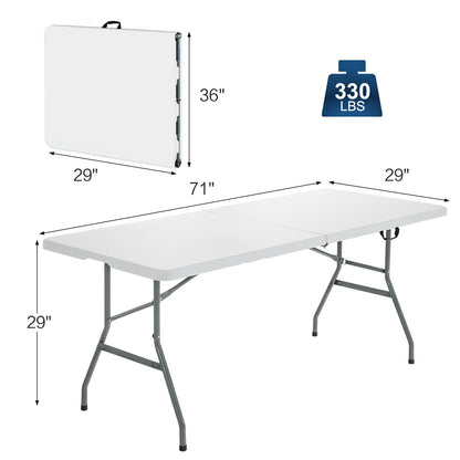 GemGear portable folding camping table with carrying handle white top steel legs 2 configs on Tampa Home & Garden Store