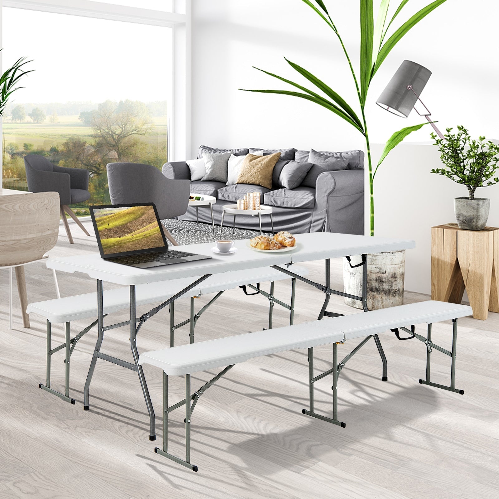 GemGear portable folding camping table white with carrying handle on Tampa Home & Garden Store