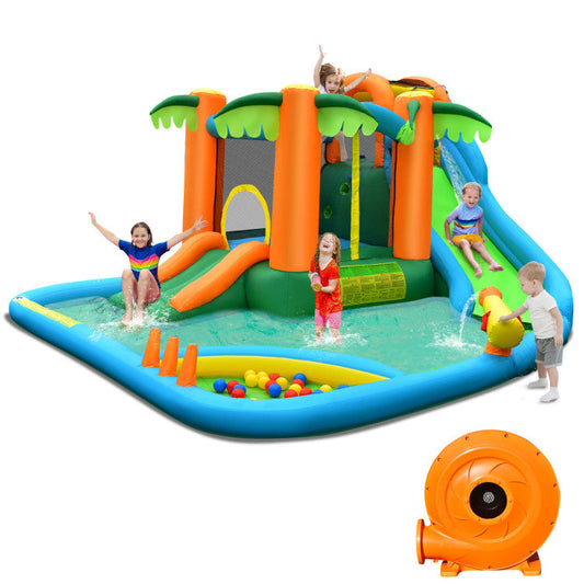 7-in-1 Inflatable Water Slide Park with 780W Blower - Tampa Home & Garden Store