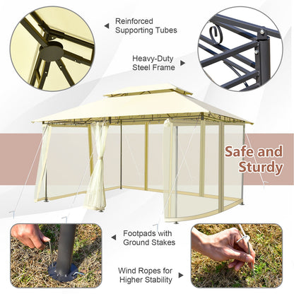 GemGear 10ft x 13ft tent canopy shelter with removable netting sidewall beige steel frame on Tampa Home & Garden Store