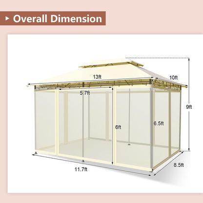 GemGear 10 ft x 13 ft tent canopy shelter with removable mesh netting sidewalls beige frame on Tampa Home & Garden Store