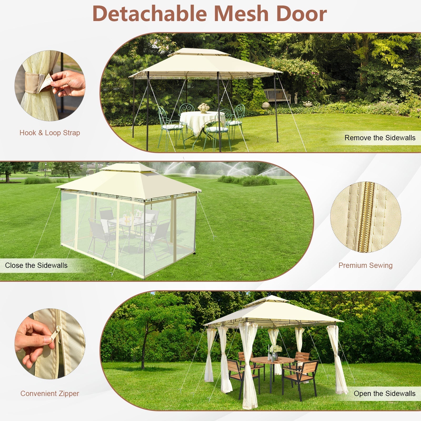 GemGear 10ft x 13ft cream tent canopy with removable netting sidewalls for garden patio on Tampa Home & Garden Store