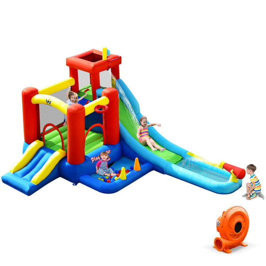 9-in-1 Inflatable Kids Water Slide Bounce House with 860W Blower - Tampa Home & Garden Store