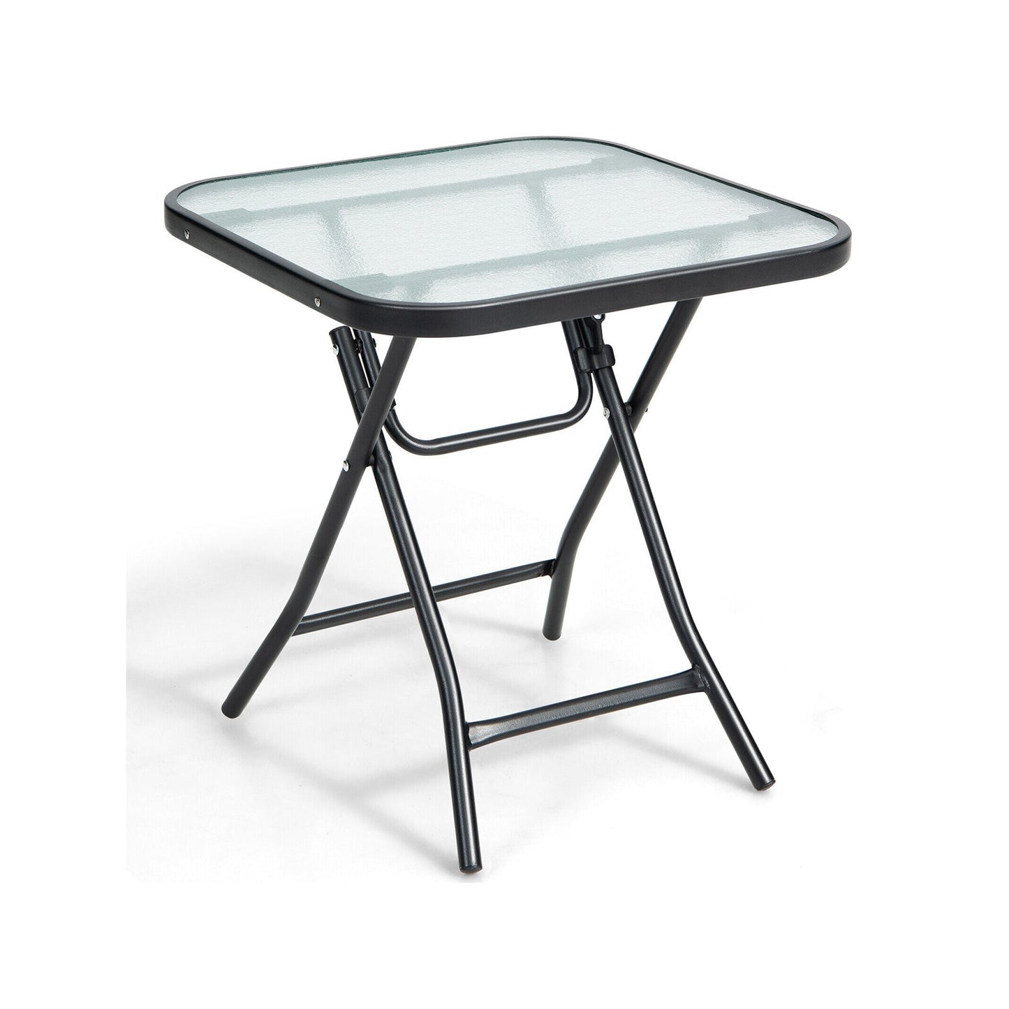 Mesa de patio bistro cuadrada de 18 pulgadas con estructura inoxidable