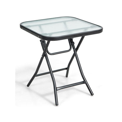 Mesa de patio bistro cuadrada de 18 pulgadas con estructura inoxidable