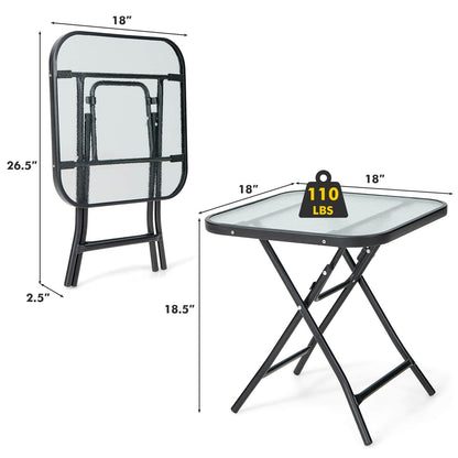 Mesa de patio bistro cuadrada de 18 pulgadas con estructura inoxidable