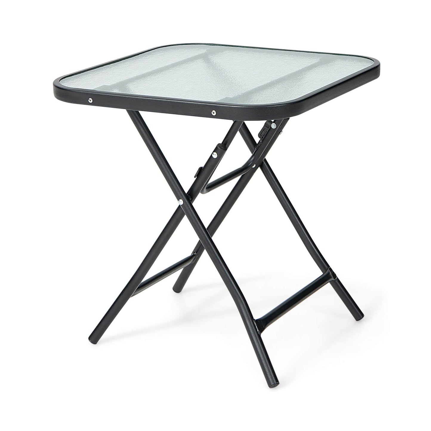 Mesa de patio bistro cuadrada de 18 pulgadas con estructura inoxidable