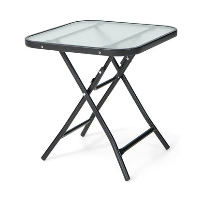 Mesa de patio bistro cuadrada de 18 pulgadas con estructura inoxidable