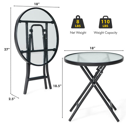 Mesa Auxiliar para Patio con Tablero de Vidrio Templado