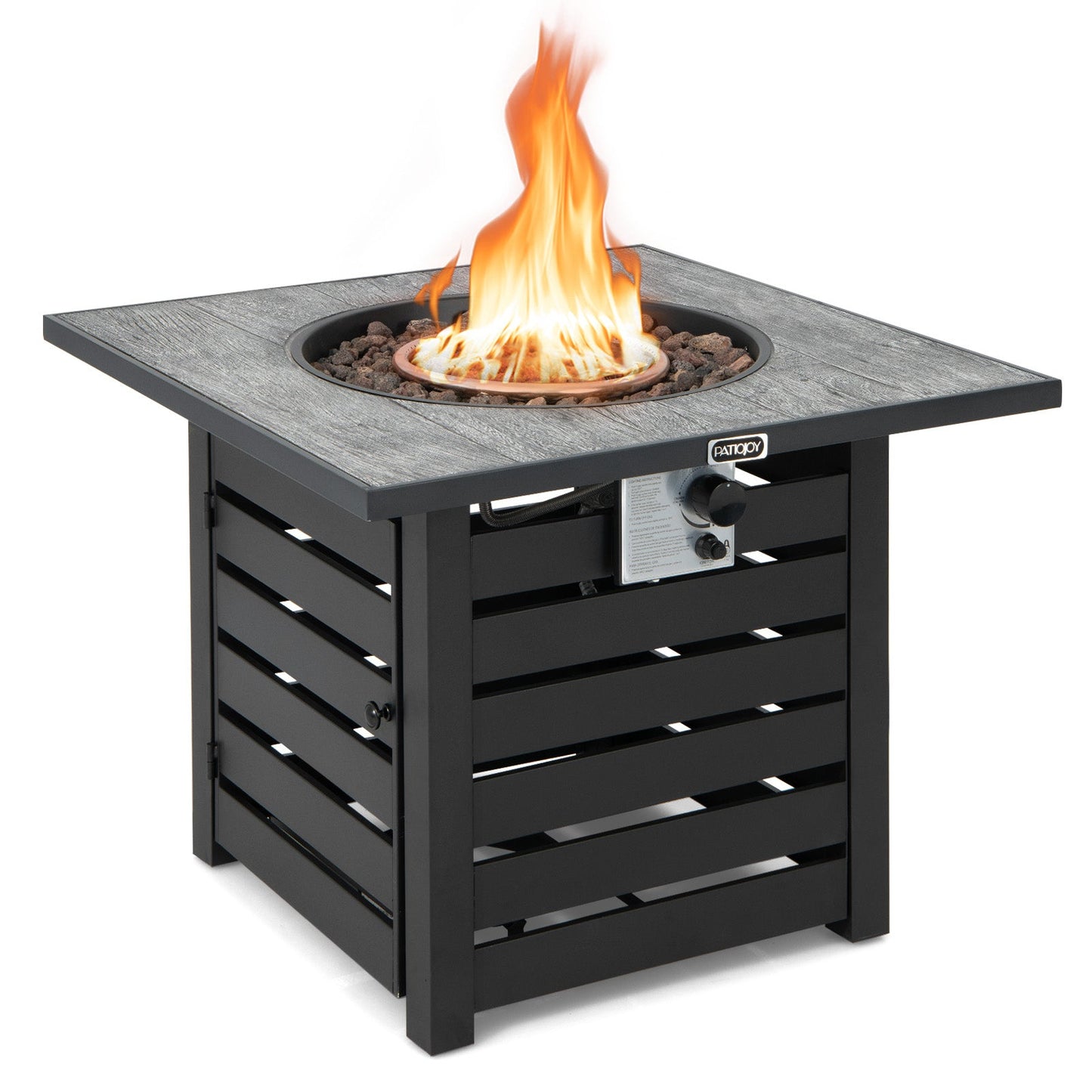 Mesa Cuadrada de Fuego de Propano con Rocas de Lava y Cubierta para la Lluvia