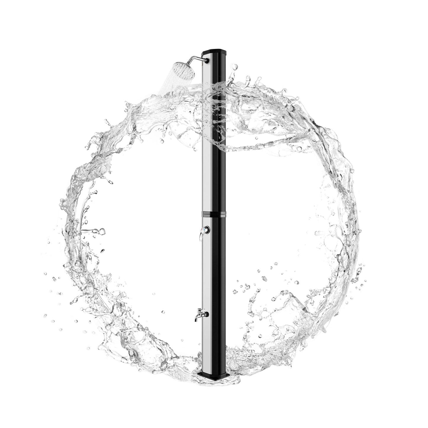 GemGear portable solar heated shower pole with adjustable head and foot tap, black chrome on Tampa Home & Garden Store