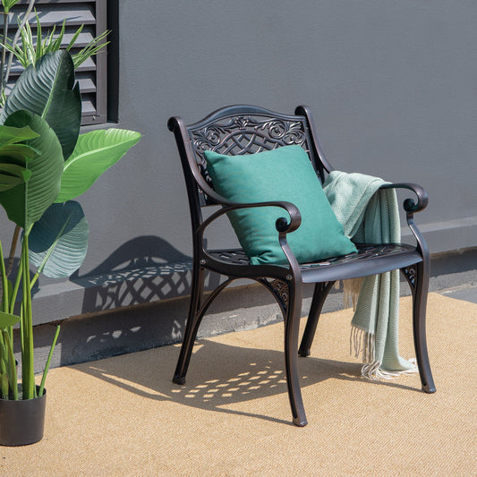 2-Piece Outdoor Cast Aluminum Chairs with Armrests and Curved Seats-Copper - Tampa Home & Garden Store