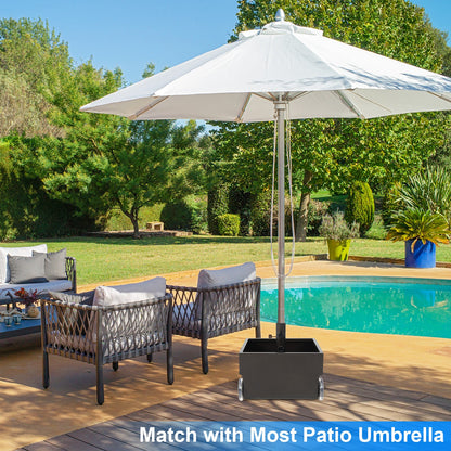 Soporte de base para sombrilla de patio de 150 libras con ruedas, macetero para exteriores - Negro