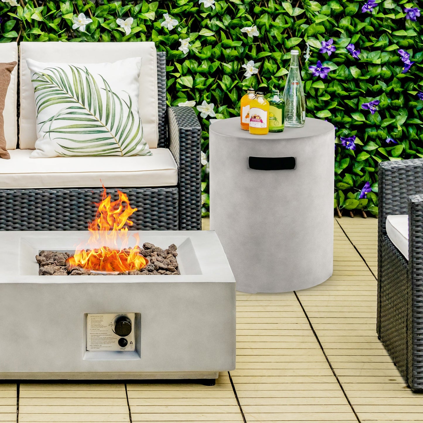 Mesa Escondite para Tanque Resistente a la Intemperie para Exteriores, Compatible con Tanques de Gas Propano Estándar de 20 LBS para Fogatas