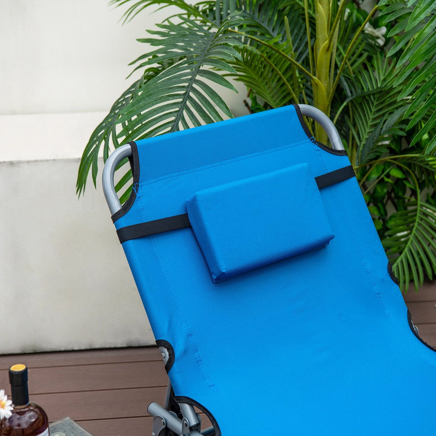 Sillón reclinable plegable de exterior de 5 posiciones - Azul