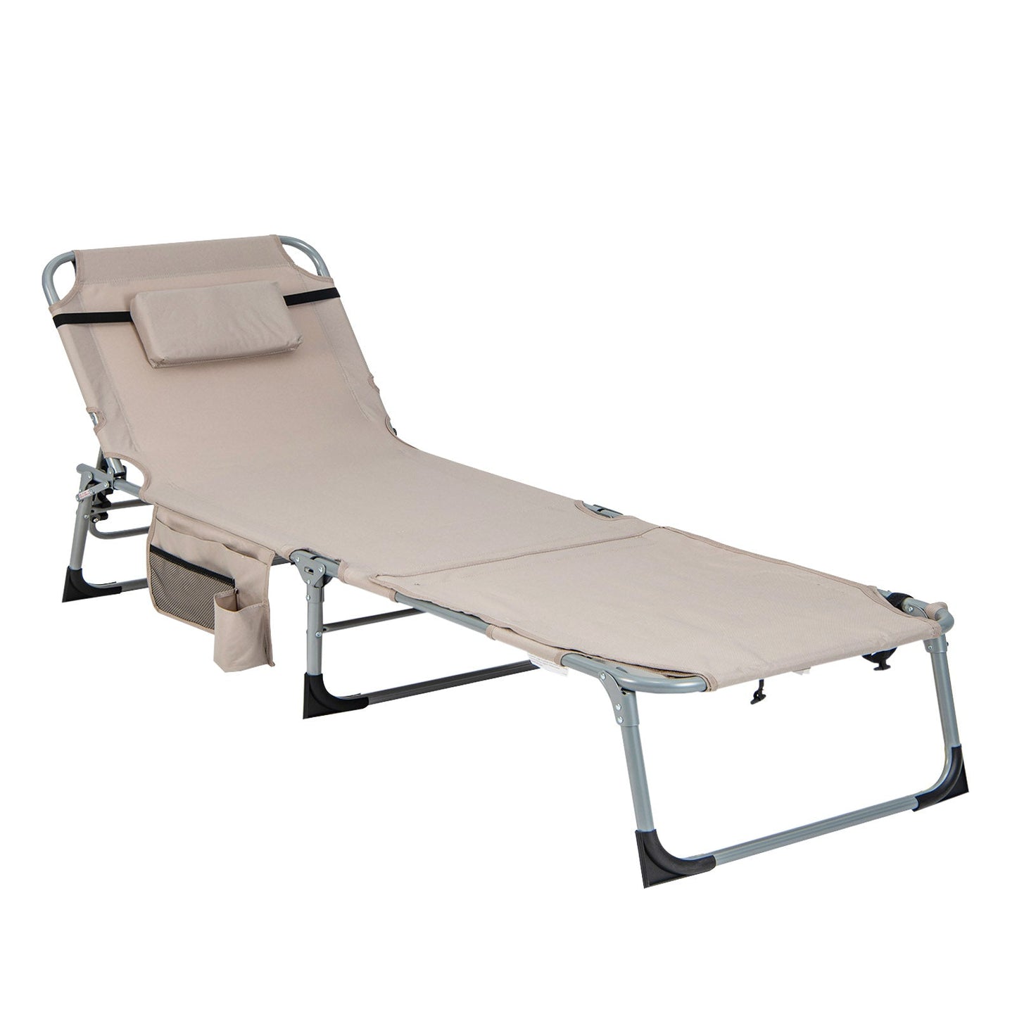 Tumbona plegable de exterior de 5 posiciones - Beige