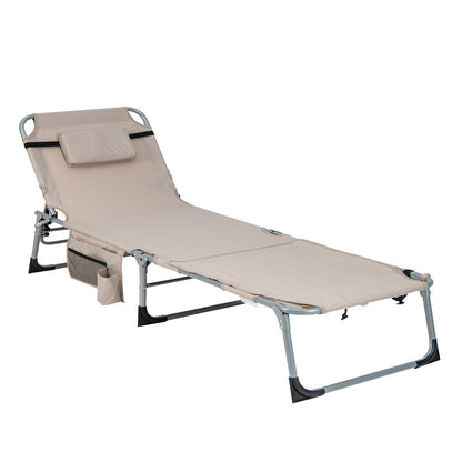 Tumbona plegable de exterior de 5 posiciones - Beige