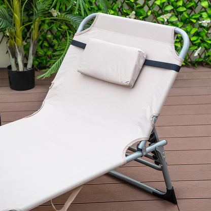 Tumbona plegable de exterior de 5 posiciones - Beige