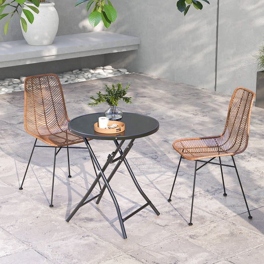 23 Inch Round Bistro Table with Tempered Glass Tabletop - Tampa Home & Garden Store