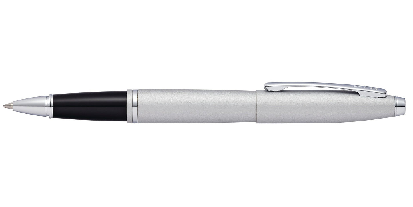 Calais Satin Chrome rollerball pen by A.T. Cross with black grip and clip on Tampa Home & Garden Store