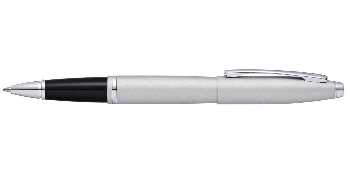 Calais Satin Chrome rollerball pen by A.T. Cross with black grip and clip on Tampa Home & Garden Store