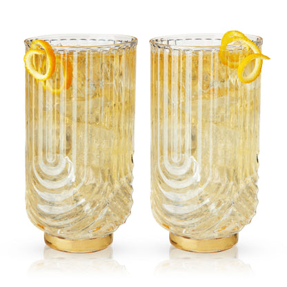 Gatsby Highball Glasses and the Polished Gold Set