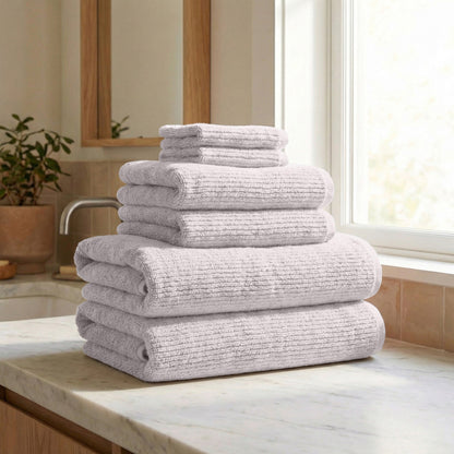 Turkish Cotton Ribbed Bath Towel Set and 6 Pieces