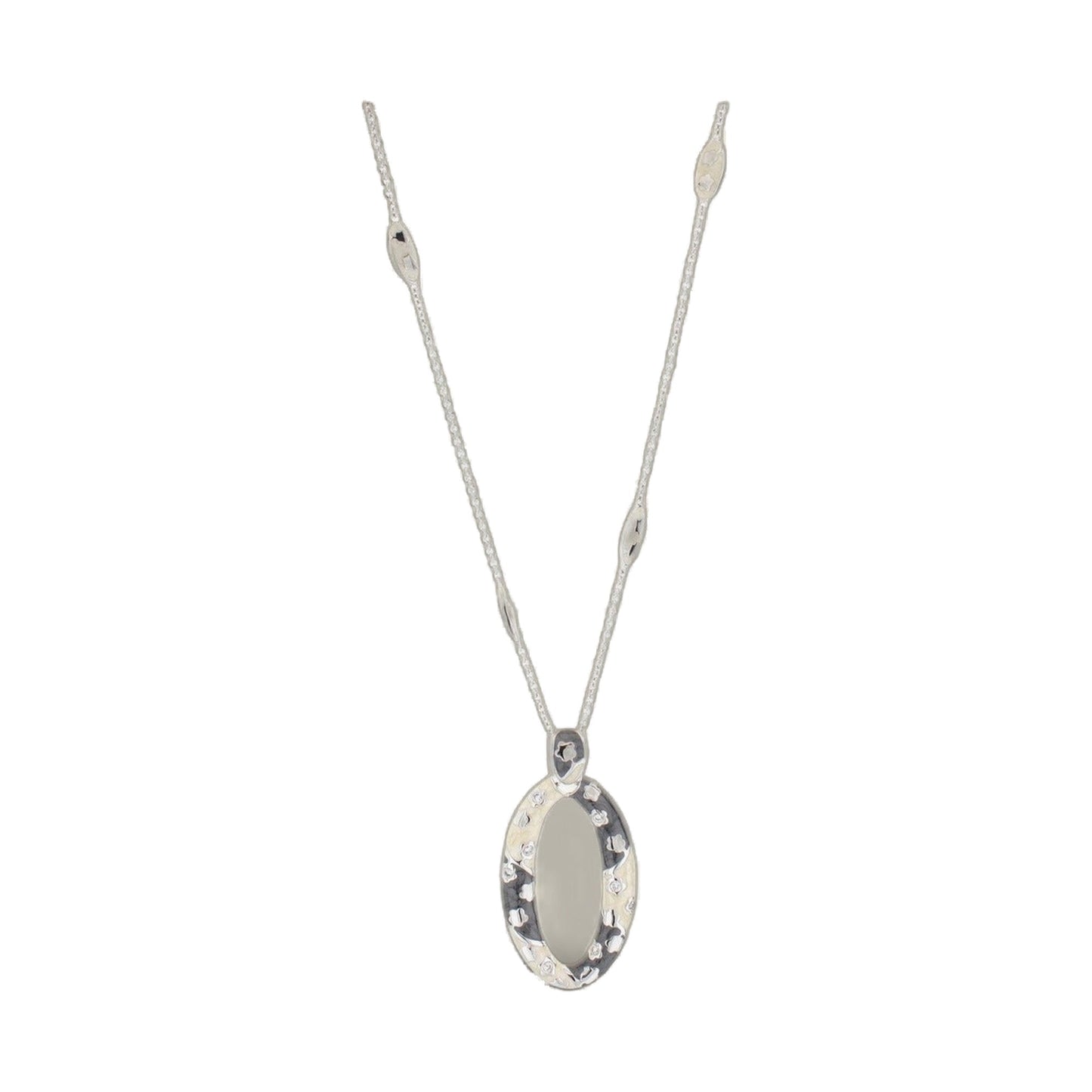 Flowering Vines Necklace by Lauren G Adams, silver-tone pendant with floral motifs and crystals on Tampa Home & Garden Store