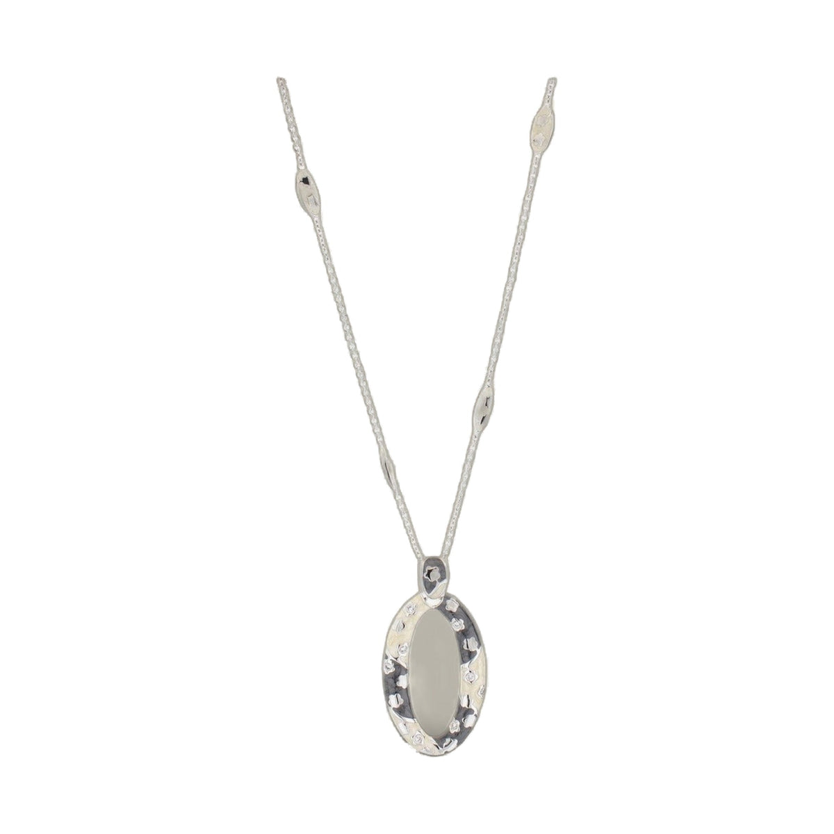 Flowering Vines Necklace by Lauren G Adams, two-strand silver-tone necklace with oval floral pendant on Tampa Home & Garden Store
