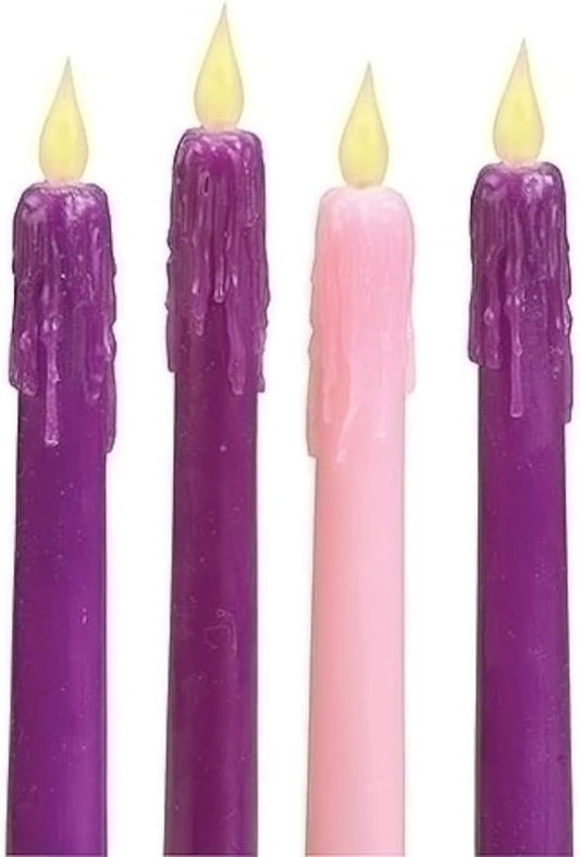 LED Advent Candle Set - 10 Inch  - 4-piece
