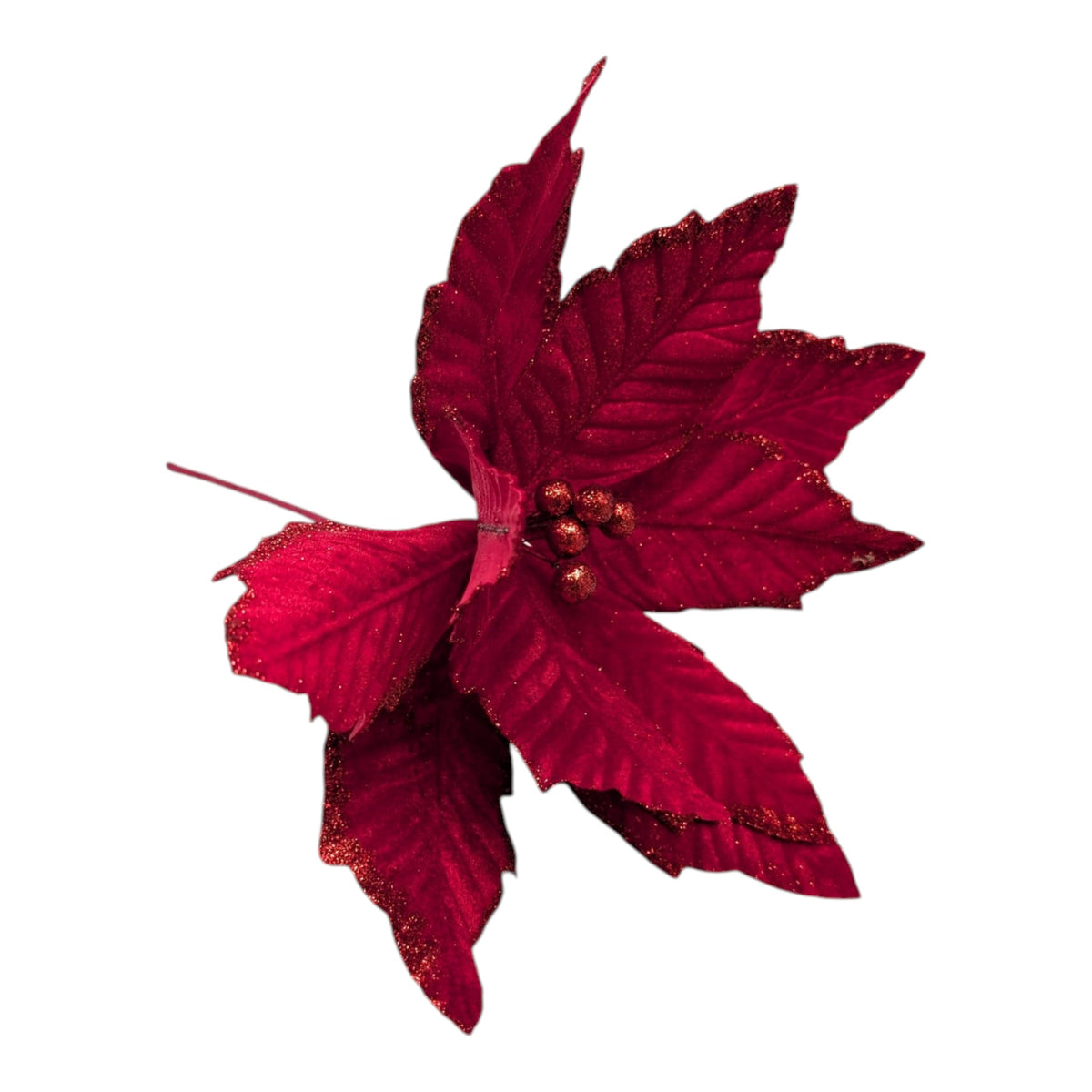 Red poinsettia pick 12in bloom 10in stem flowering plant The Country Christmas Loft on Tampa Home & Garden Store