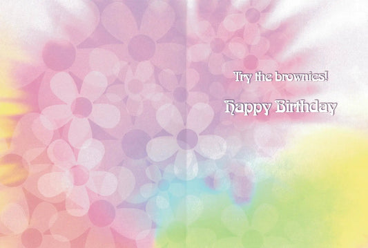 Birthday greeting card with pastel gradient background and Try the brownies Happy Birthday on Tampa Home & Garden Store