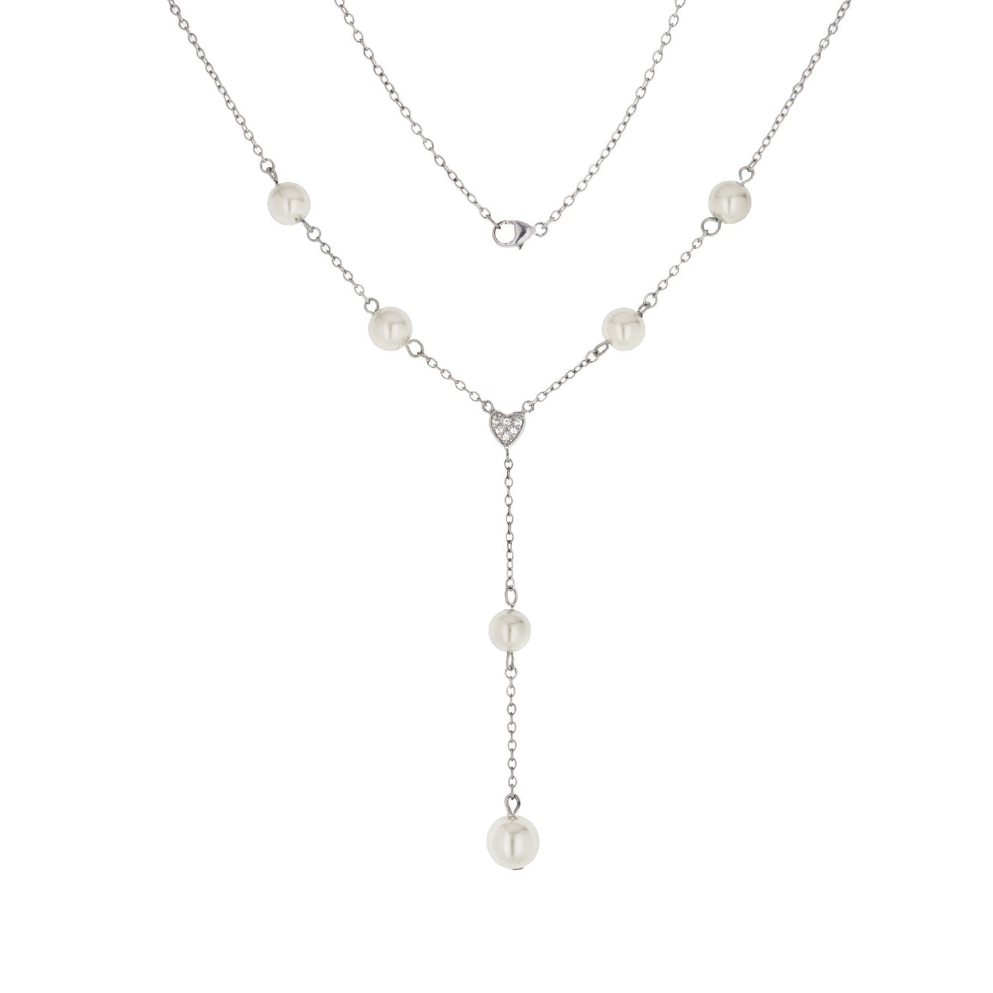 925 Pearl Y Necklace by Lauren G Adams, sterling chain with pearls, Y pendant and pearl drop on Tampa Home & Garden Store