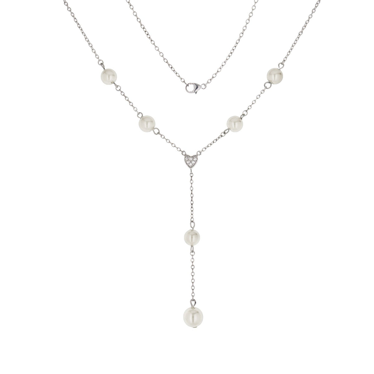 925 Pearl Y Necklace by Lauren G Adams, sterling chain with pearls, Y pendant and pearl drop on Tampa Home & Garden Store