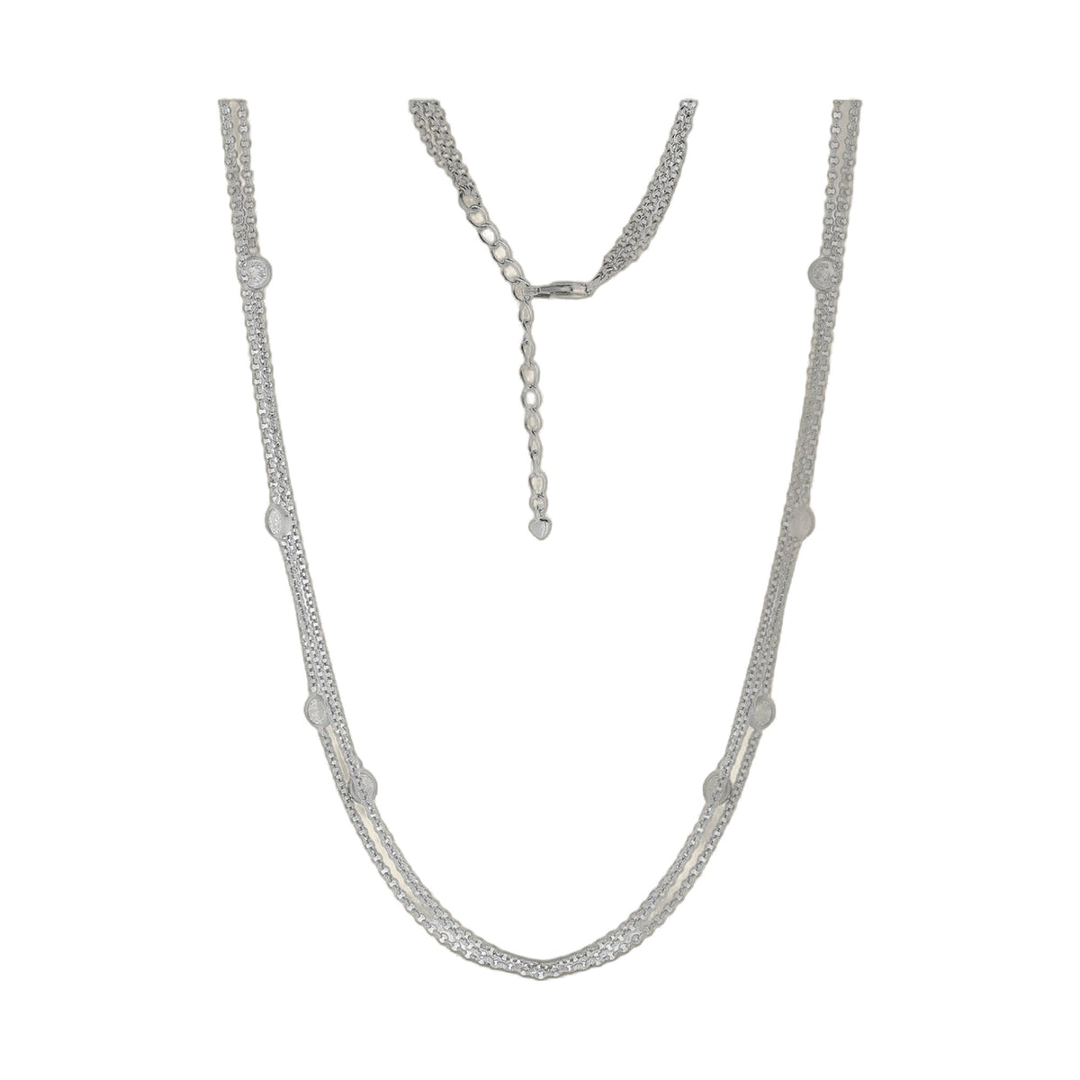 925 Triple Chain Necklace by Lauren G Adams, silver-toned short necklace with 3 chains on Tampa Home & Garden Store