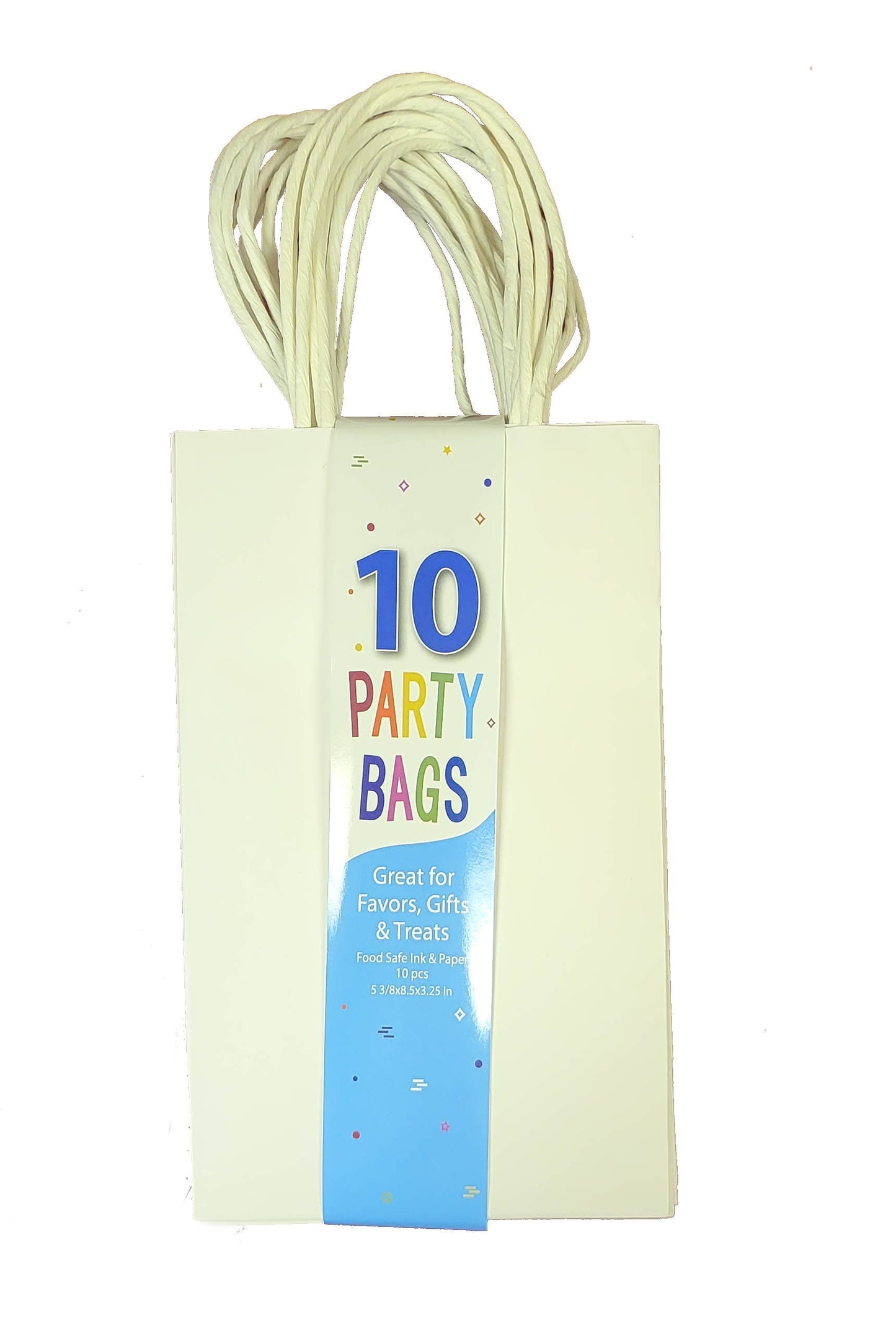 White Paper Party Gift Bags - 10 Pack