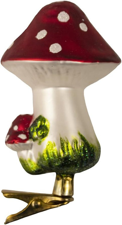 Ornement en verre à pince en forme de champignon - Lot de 2