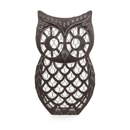 Weathered Metal Owl and Wine Cork Holder