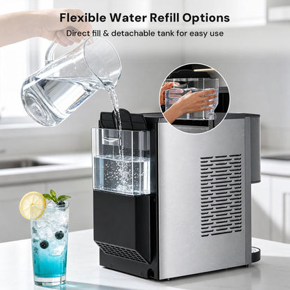 Nugget Ice Maker Z5820DN by Kismile, stainless steel countertop unit with pebble ice on Tampa Home & Garden Store