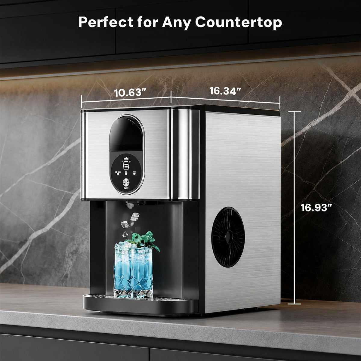 Kismile Nugget Ice Maker Z5820DN stainless steel pebble ice with built-in display on Tampa Home & Garden Store