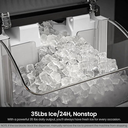 Kismile Nugget Sonic Ice Maker, stainless steel ice machine with nugget ice on Tampa Home & Garden Store