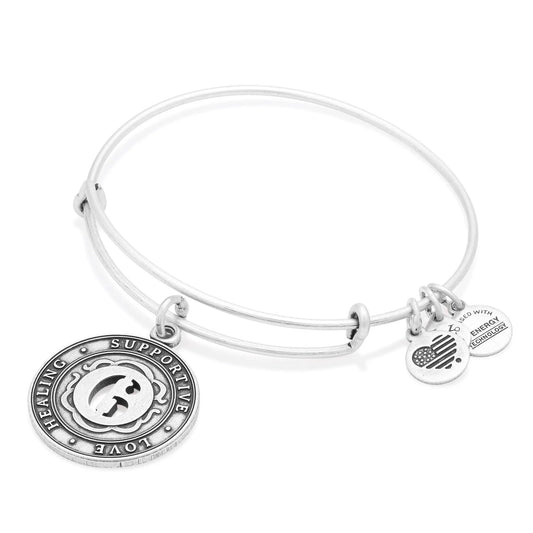 Bracelet Number 6 Charm Bangle by ALEX AND ANI with silver round charms and medallions on Tampa Home & Garden Store
