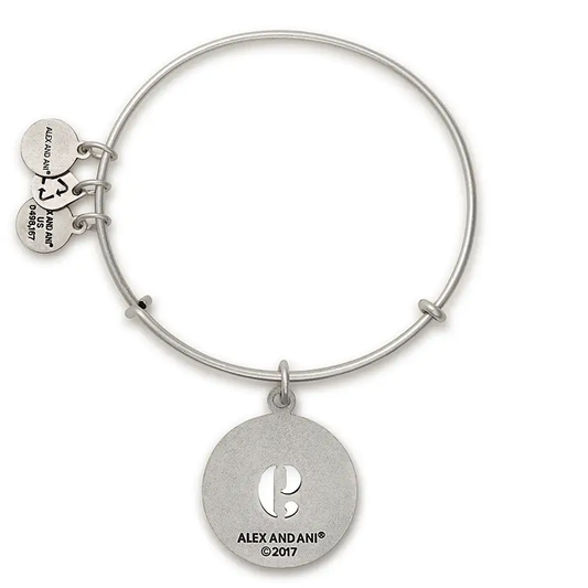 Bracelet Number 9 Charm Bangle by ALEX AND ANI in silver tone with round disc charm on Tampa Home & Garden Store